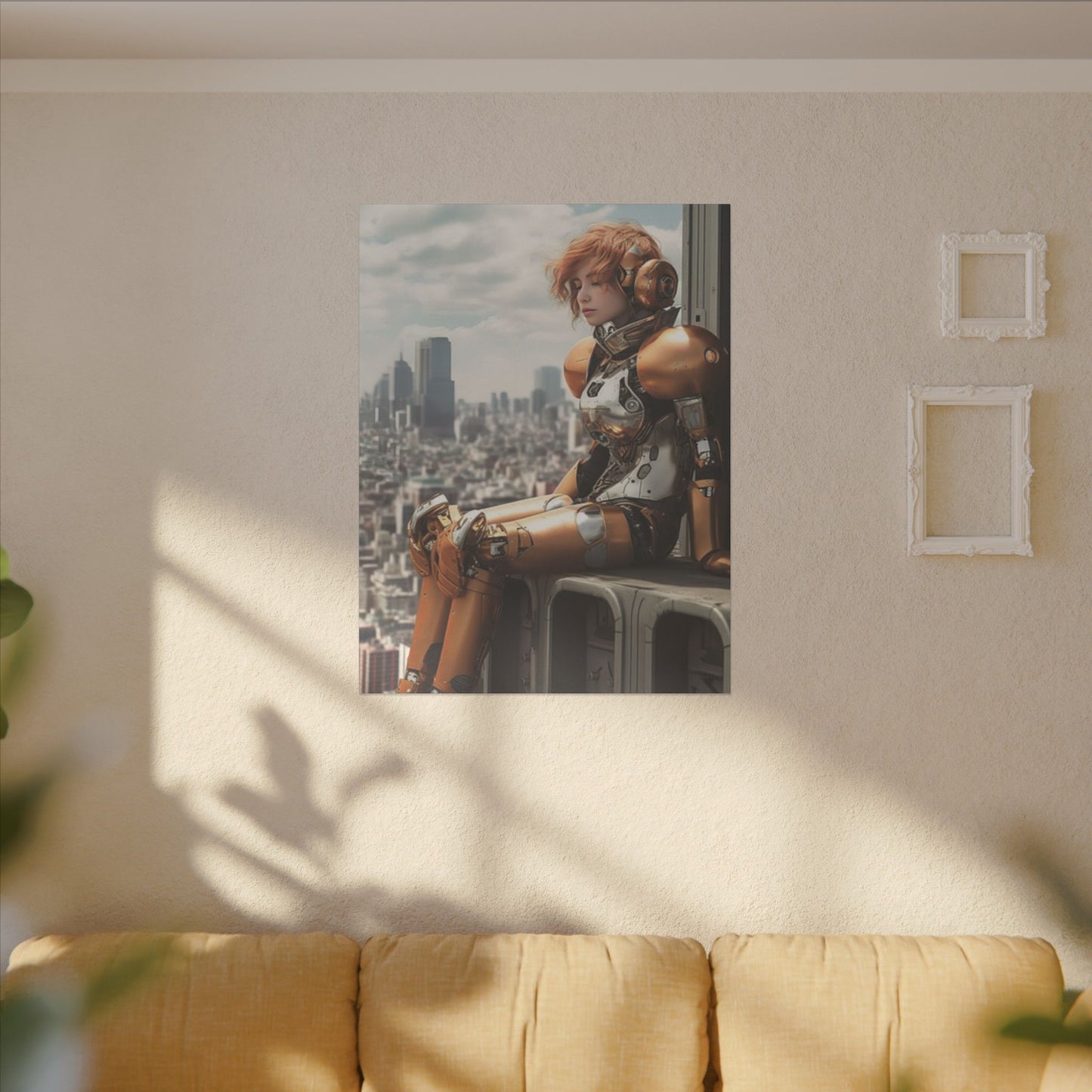 Futuristic Robot Canvas Art Print - Urban Sci-Fi