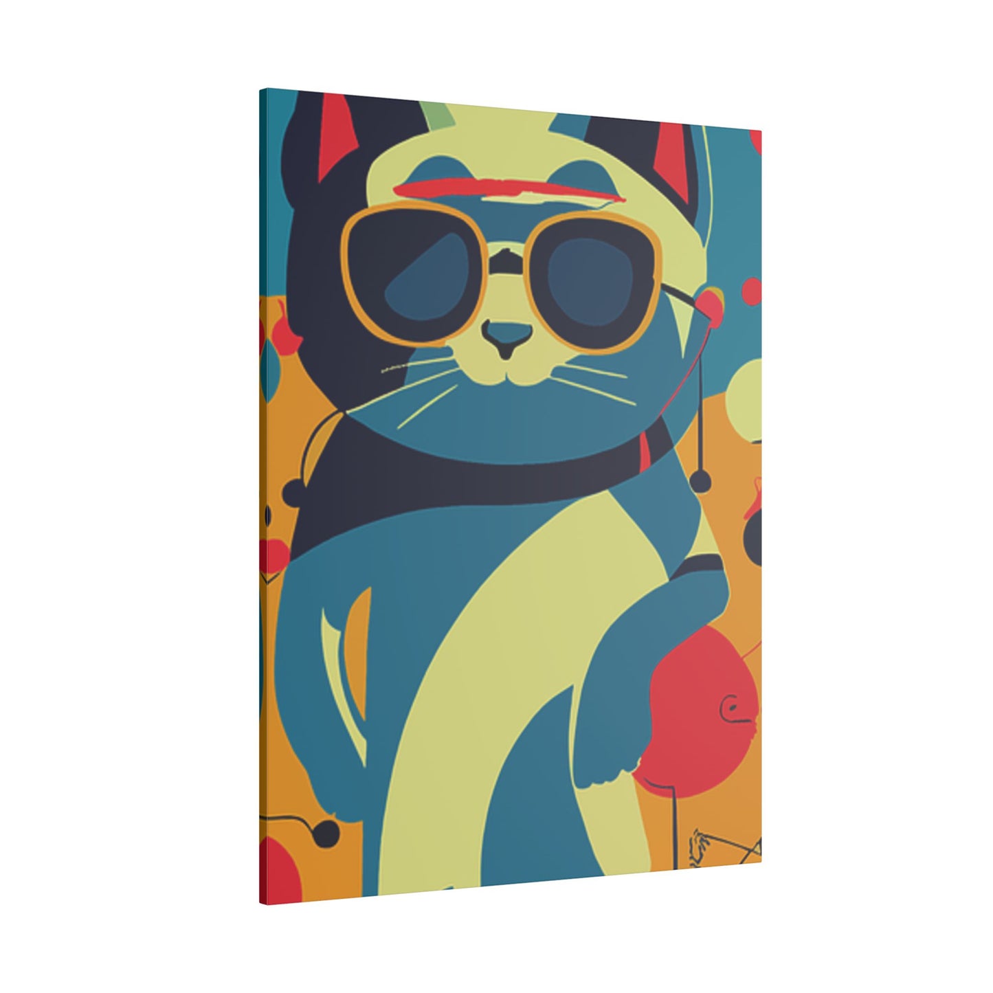Cool Cat Print Canvas - Colorful Wall Art for Cat Lovers