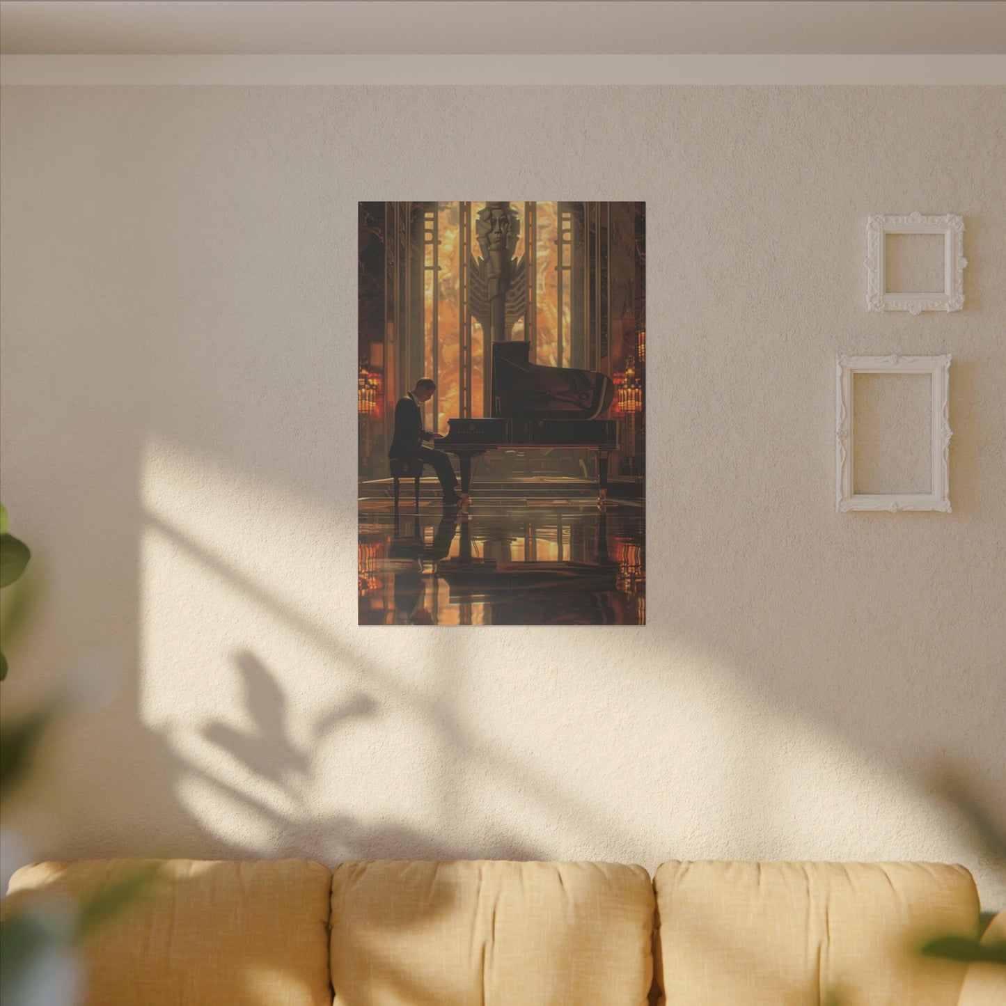 Elegant Print Canvas - Pianist in Art Deco Setting