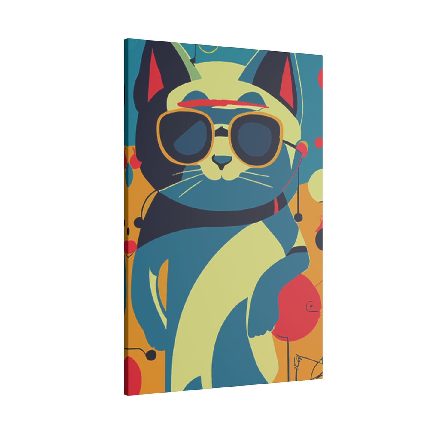 Cool Cat Print Canvas - Colorful Wall Art for Cat Lovers