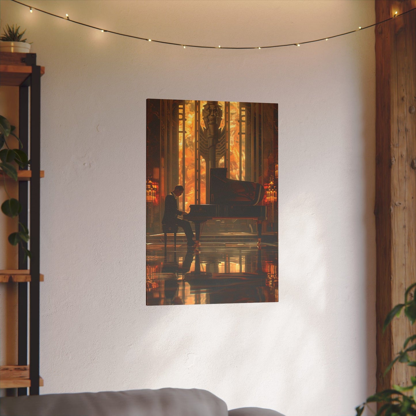Elegant Print Canvas - Pianist in Art Deco Setting