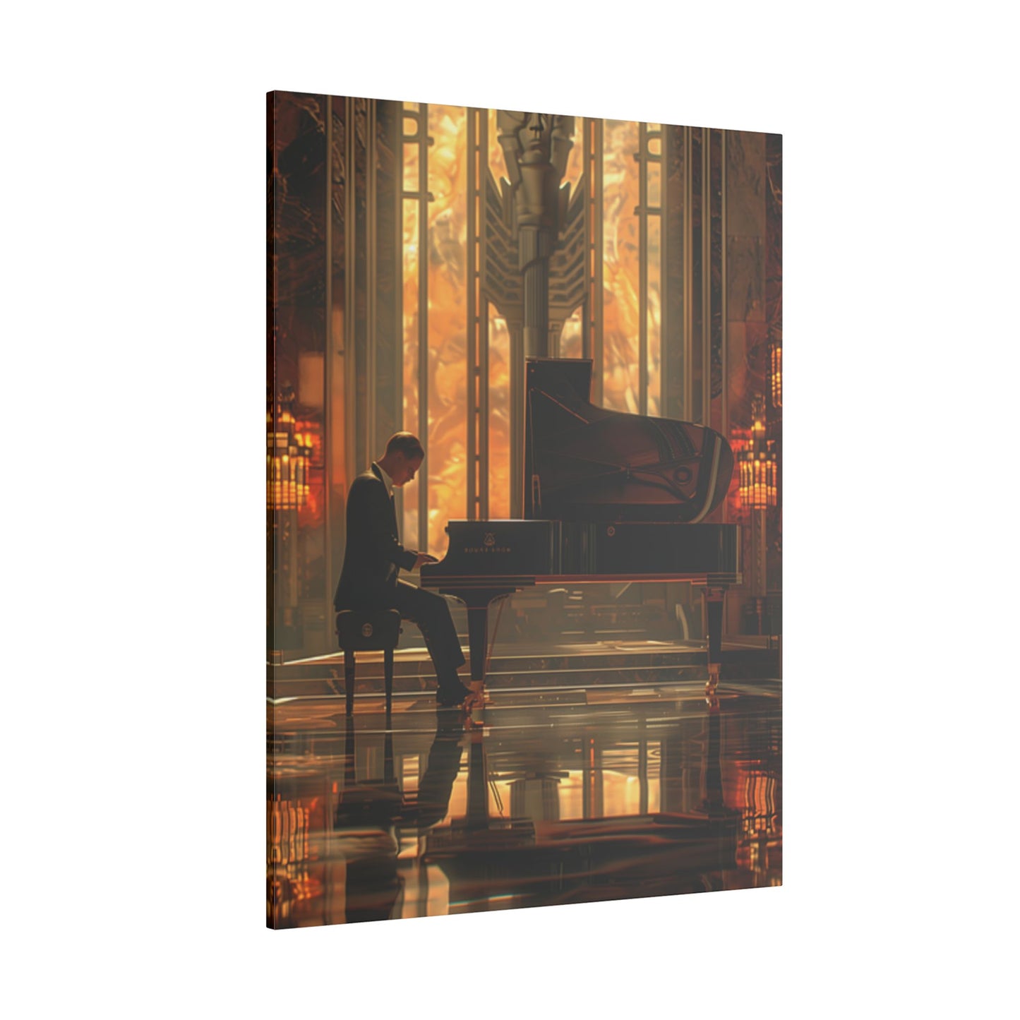 Elegant Print Canvas - Pianist in Art Deco Setting