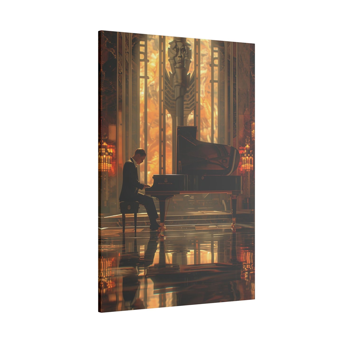 Elegant Print Canvas - Pianist in Art Deco Setting