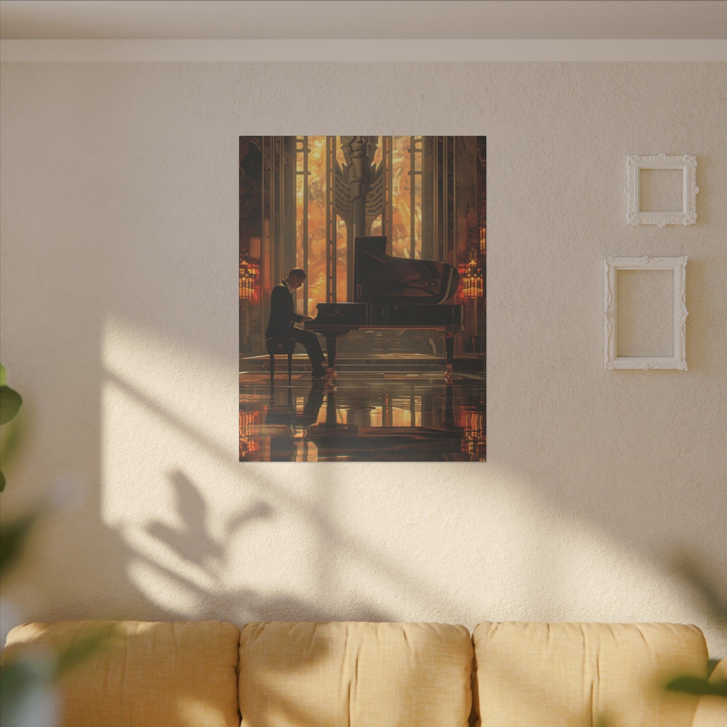 Elegant Print Canvas - Pianist in Art Deco Setting