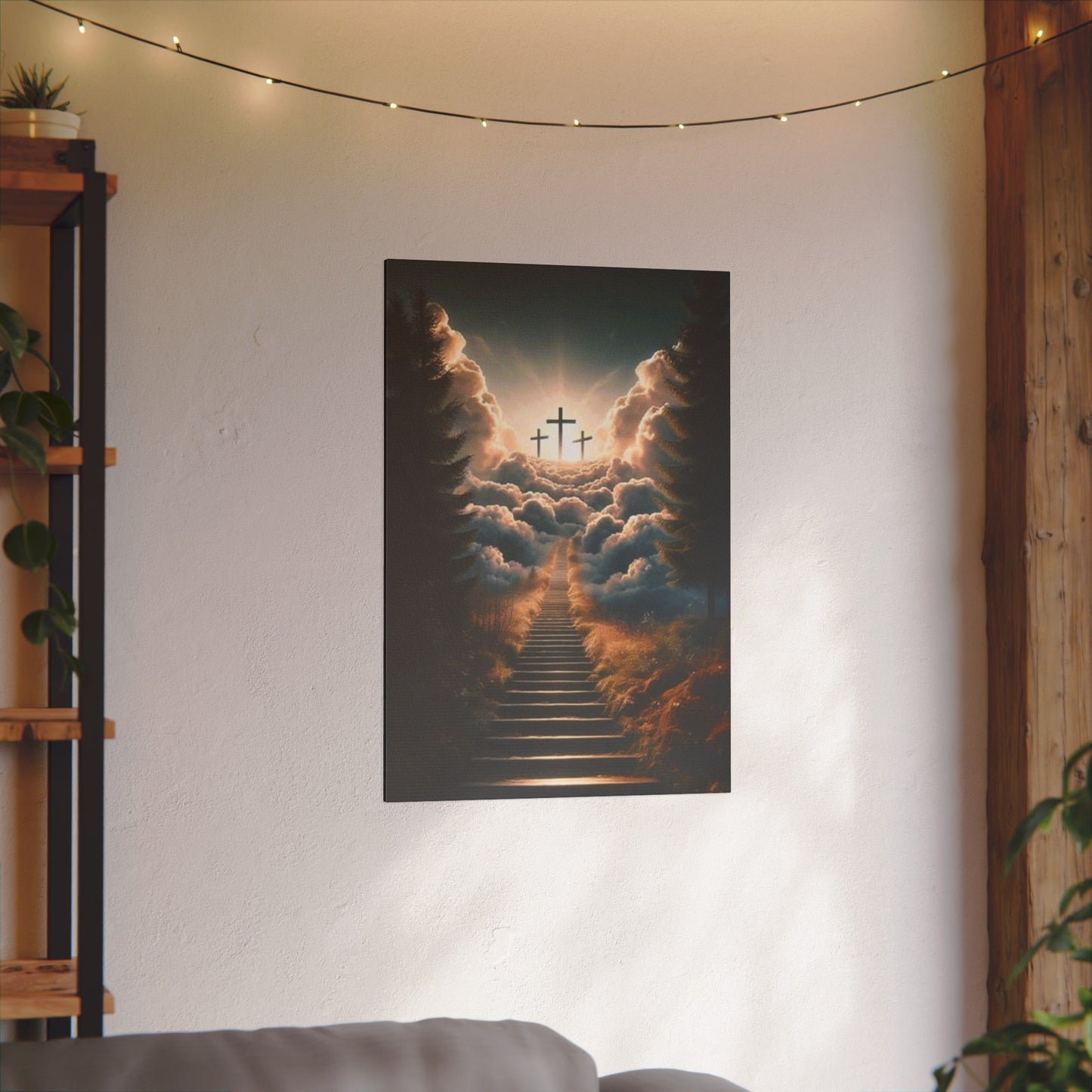 Stairway to Heaven with Crosses Inspirational Print Canvas