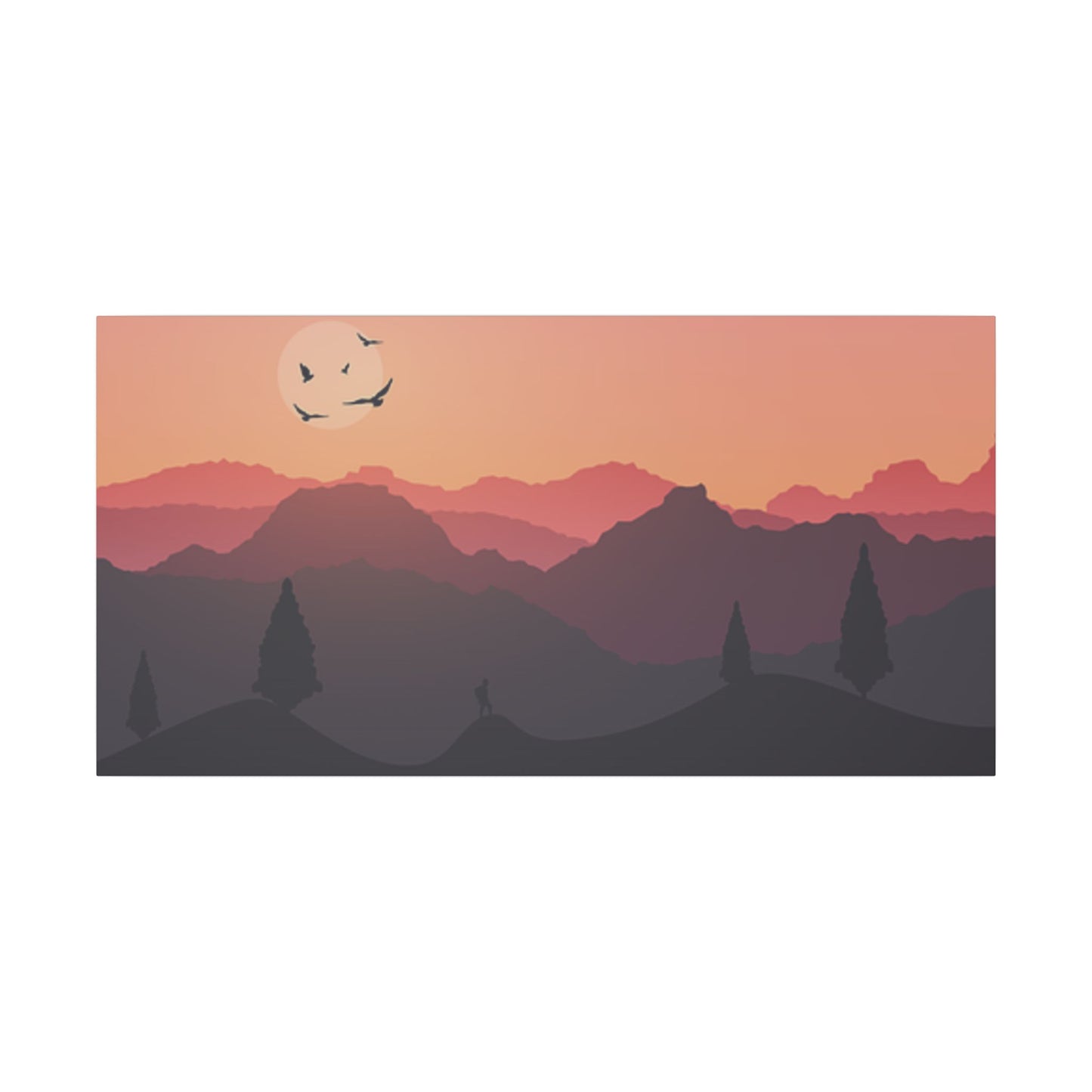 Serene Sunset Print Canvas - Mountain Landscape Wall Art