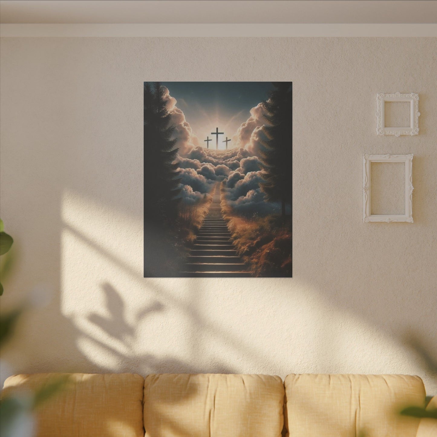 Stairway to Heaven with Crosses Inspirational Print Canvas