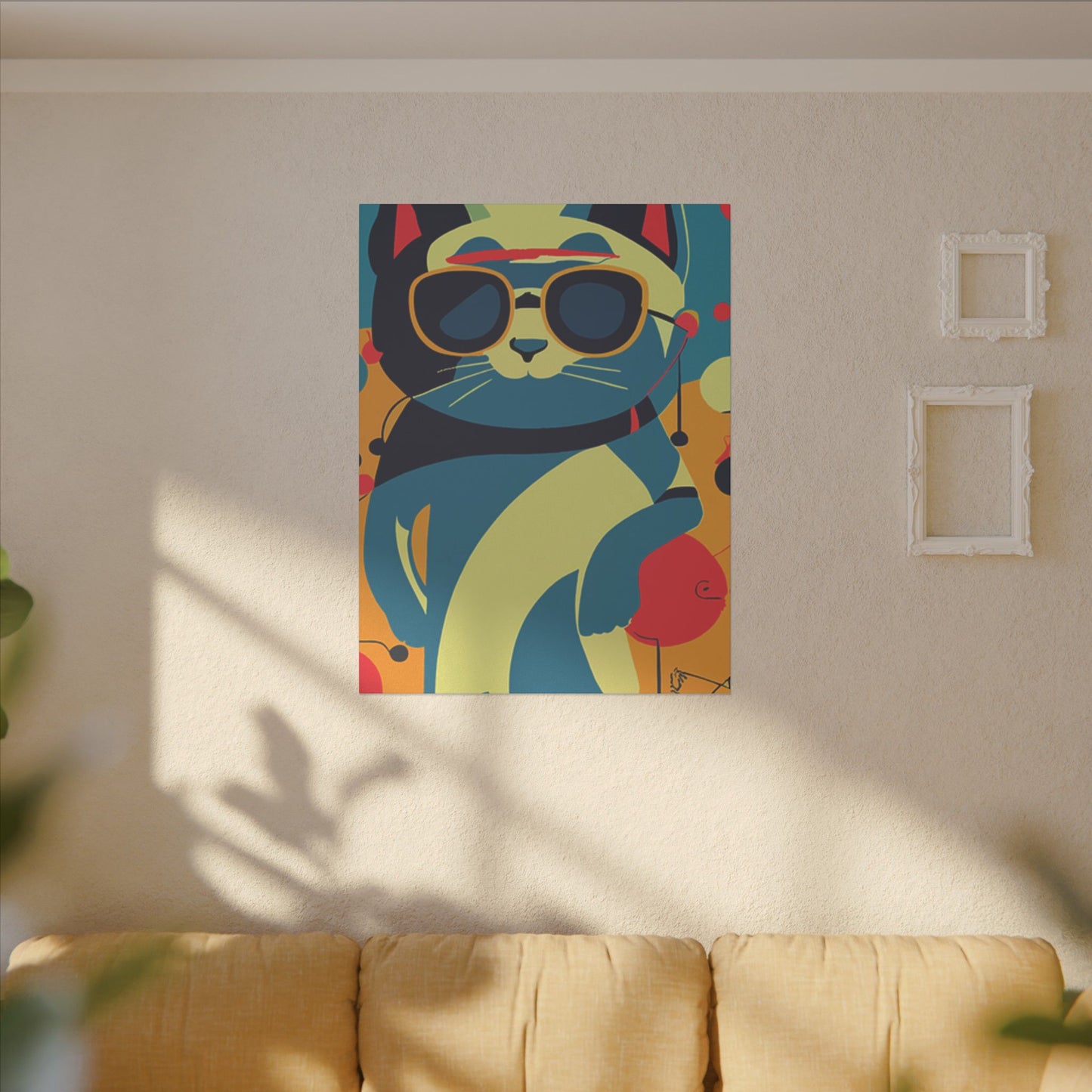 Cool Cat Print Canvas - Colorful Wall Art for Cat Lovers