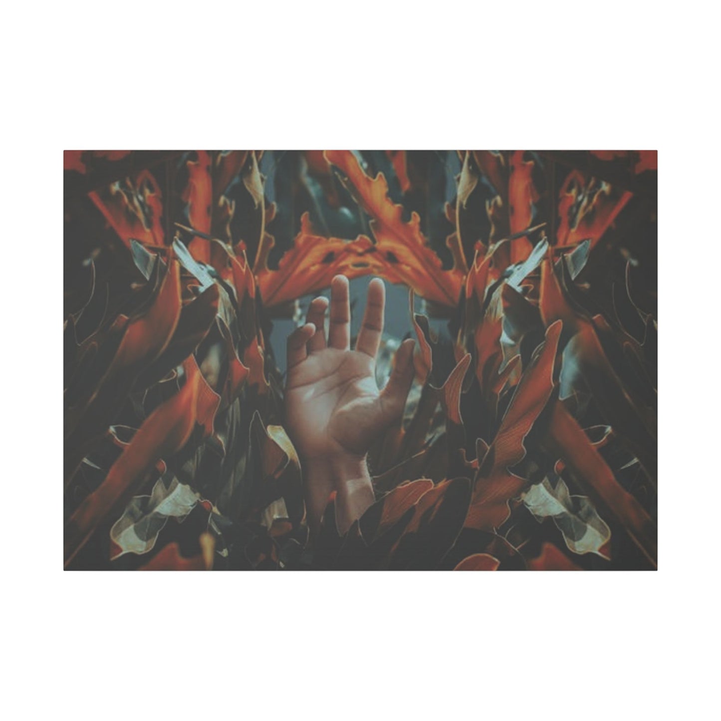 Hand Amidst Leaves Wall Art