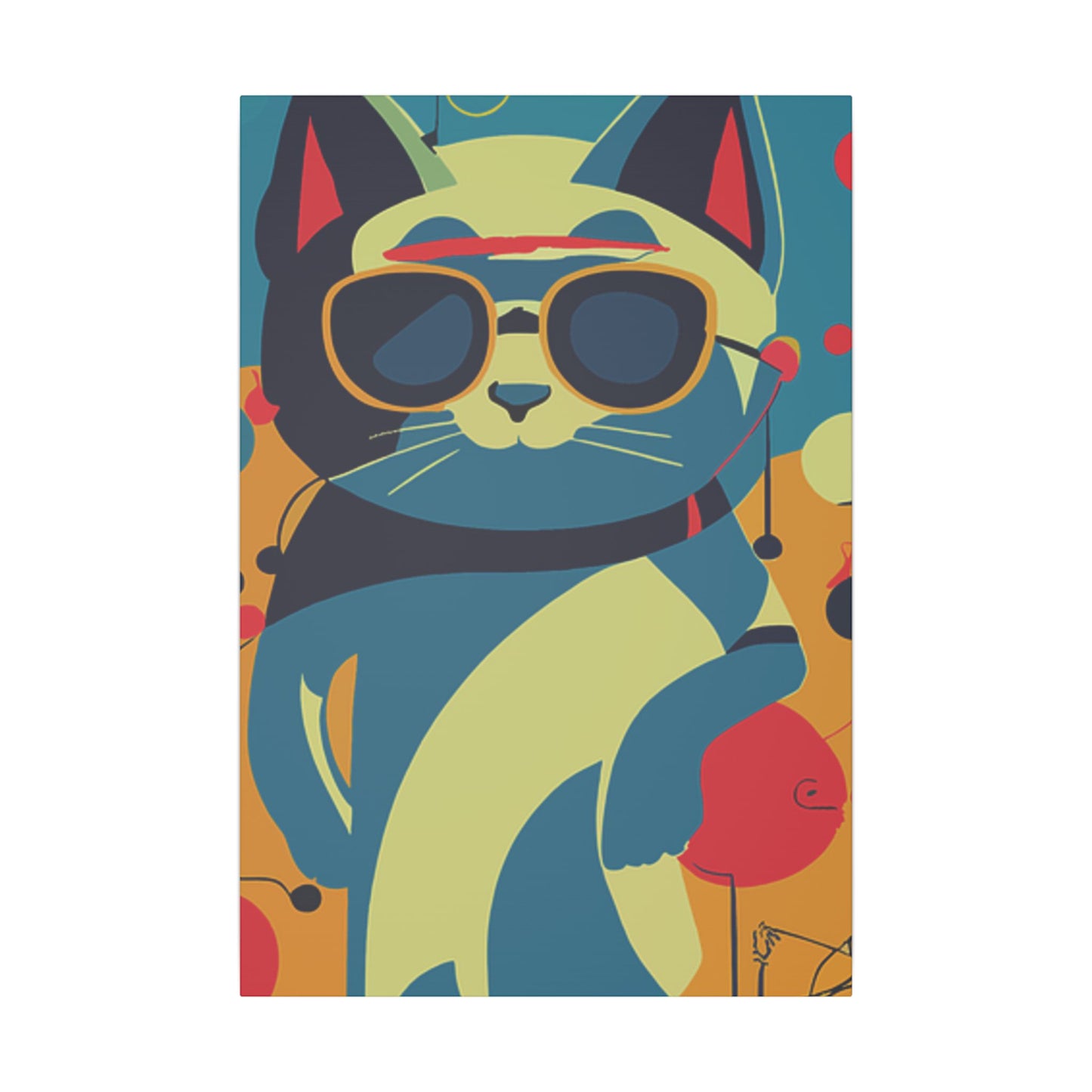 Cool Cat Print Canvas - Colorful Wall Art for Cat Lovers
