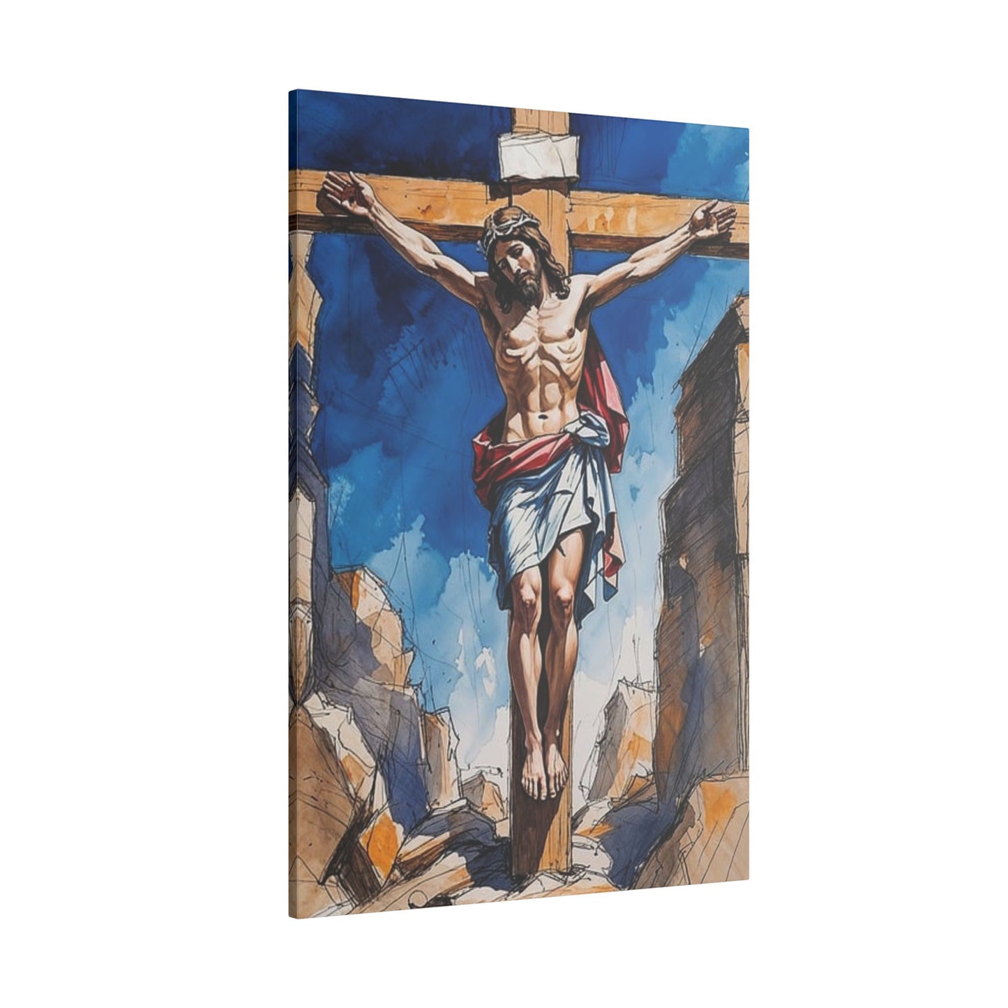 Christ on the Cross Art Inspirational Print Canvas