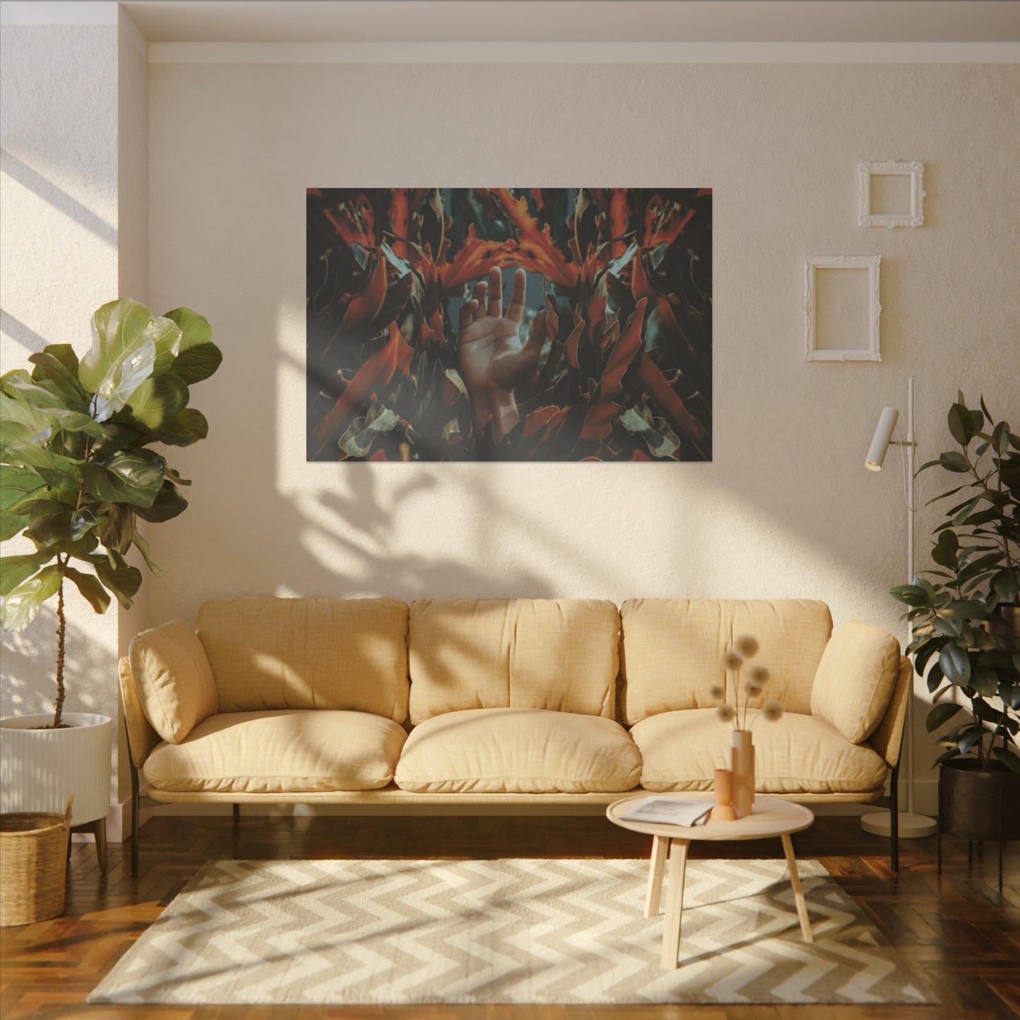 Hand Amidst Leaves Wall Art