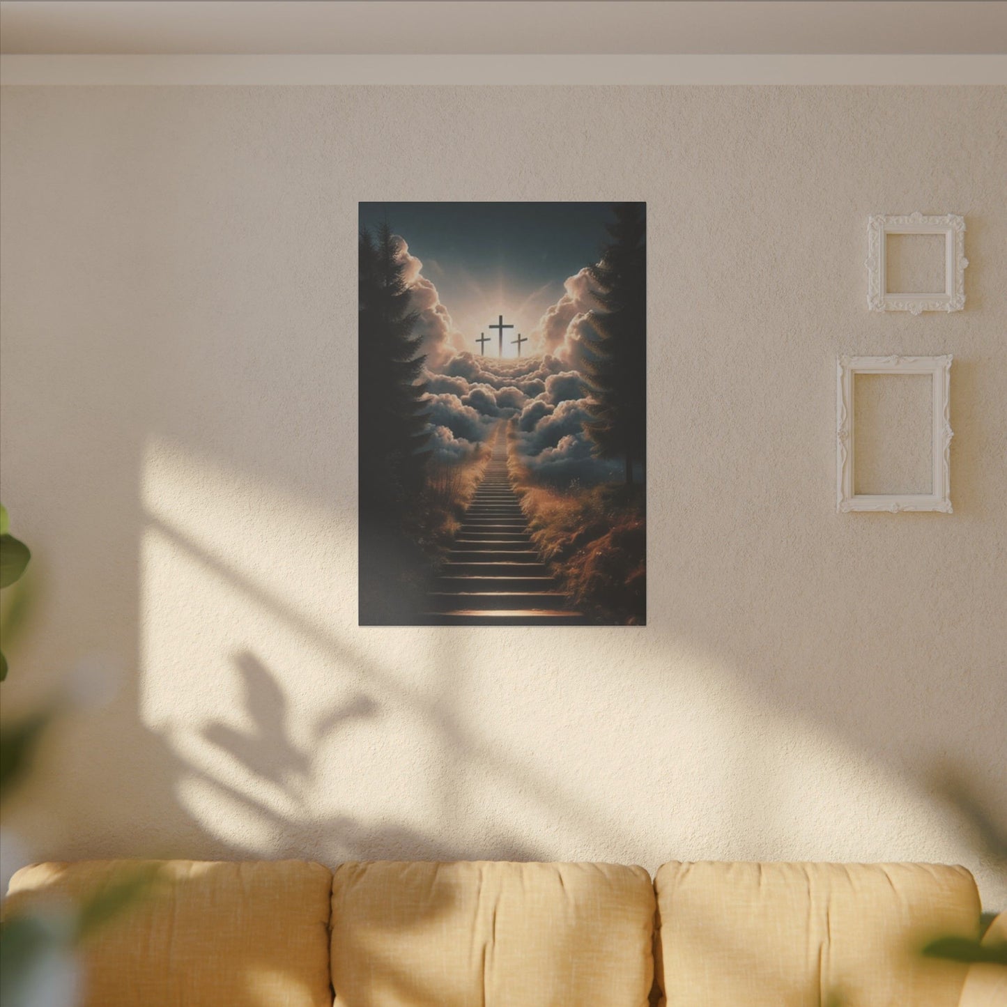 Stairway to Heaven with Crosses Inspirational Print Canvas