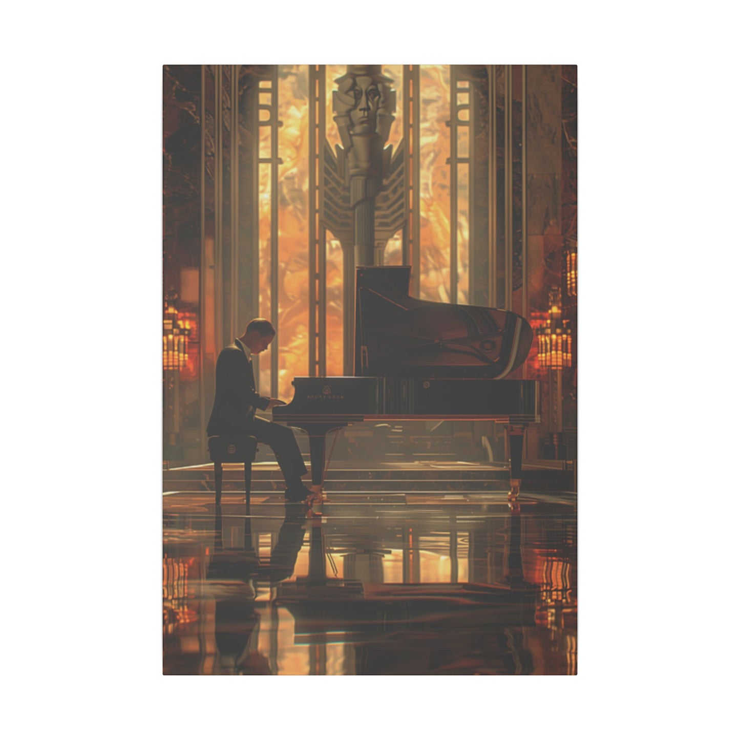 Elegant Print Canvas - Pianist in Art Deco Setting
