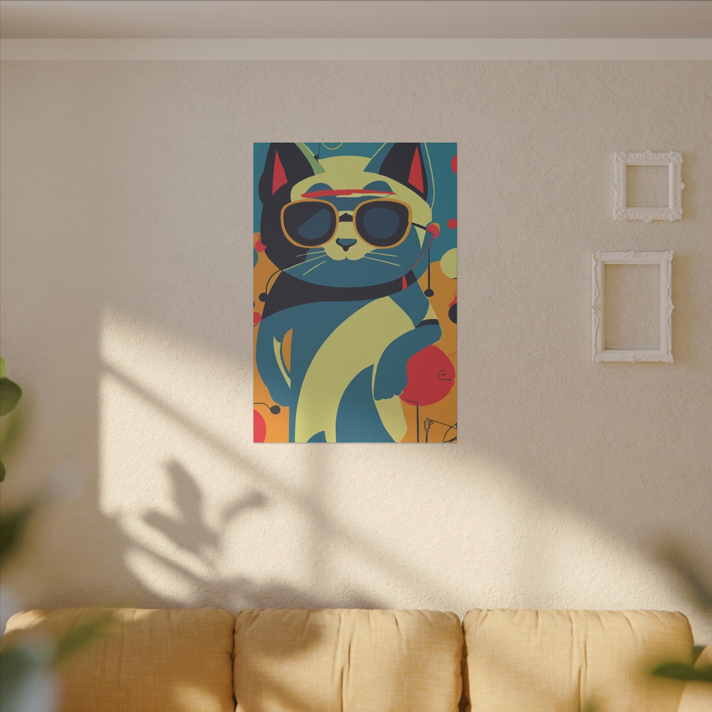 Cool Cat Print Canvas - Colorful Wall Art for Cat Lovers