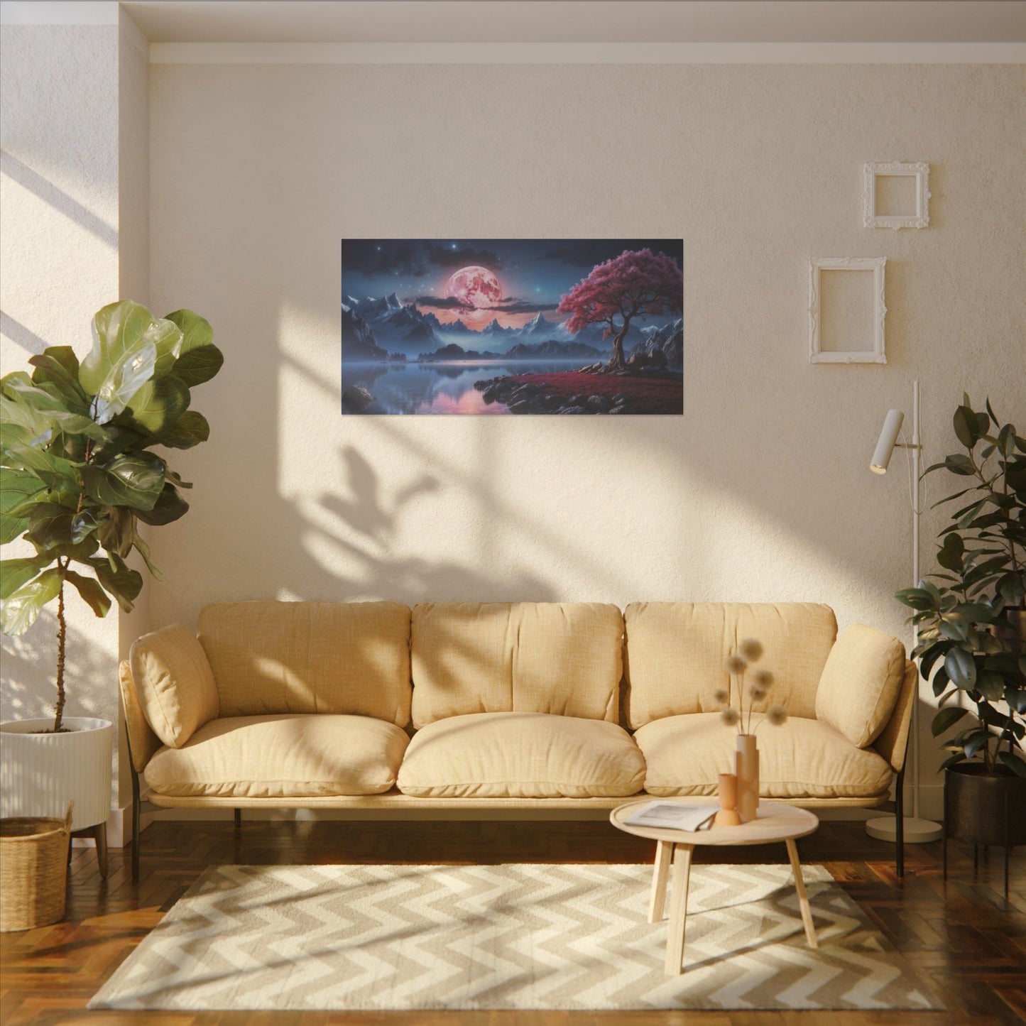 Serene Moonlit Landscape Print Canvas