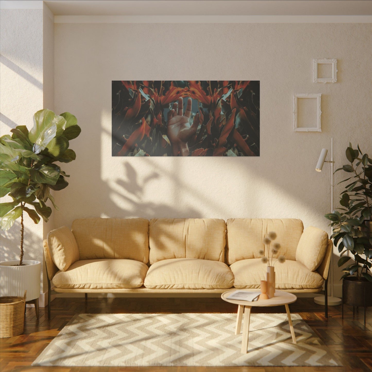 Hand Amidst Leaves Wall Art