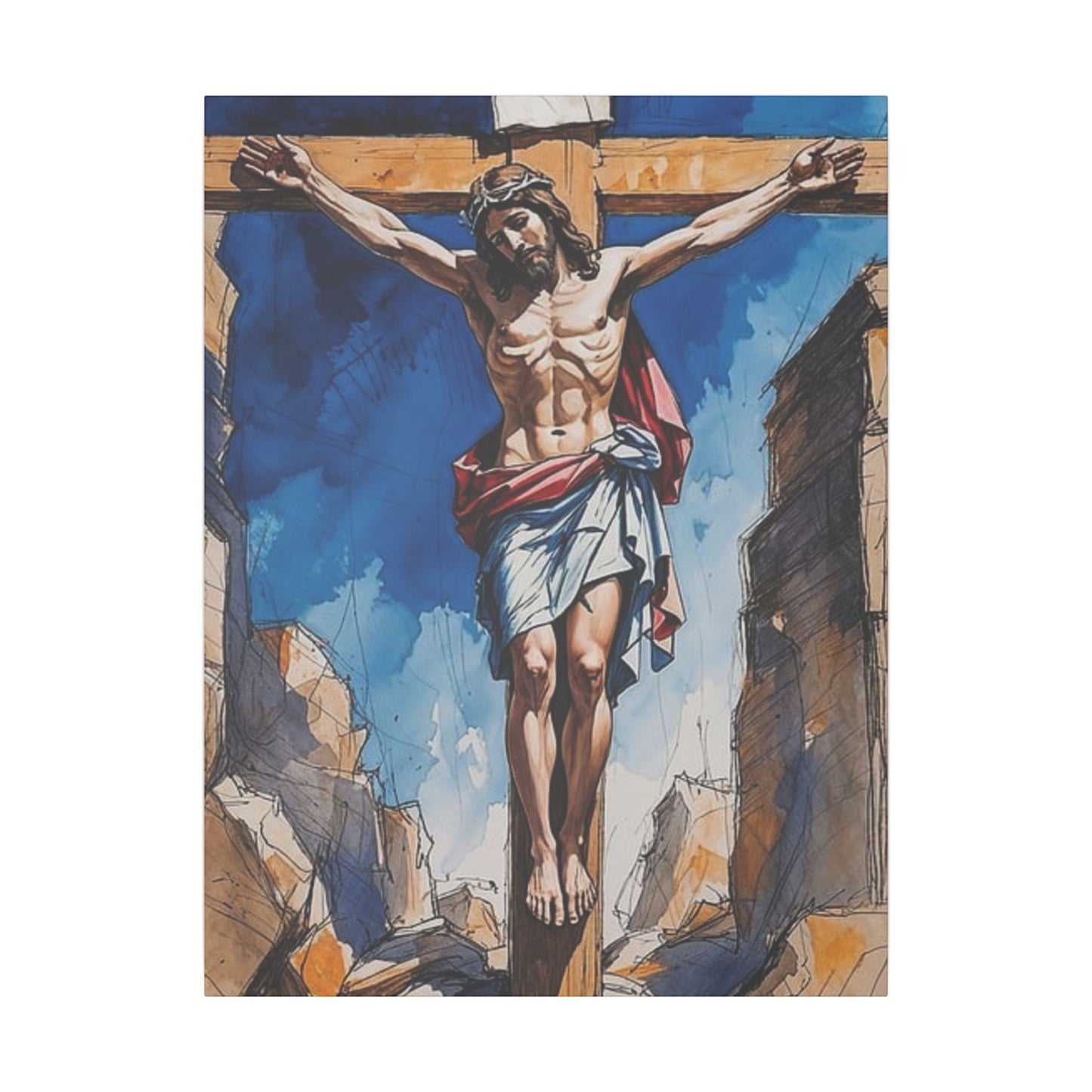 Christ on the Cross Art Inspirational Print Canvas