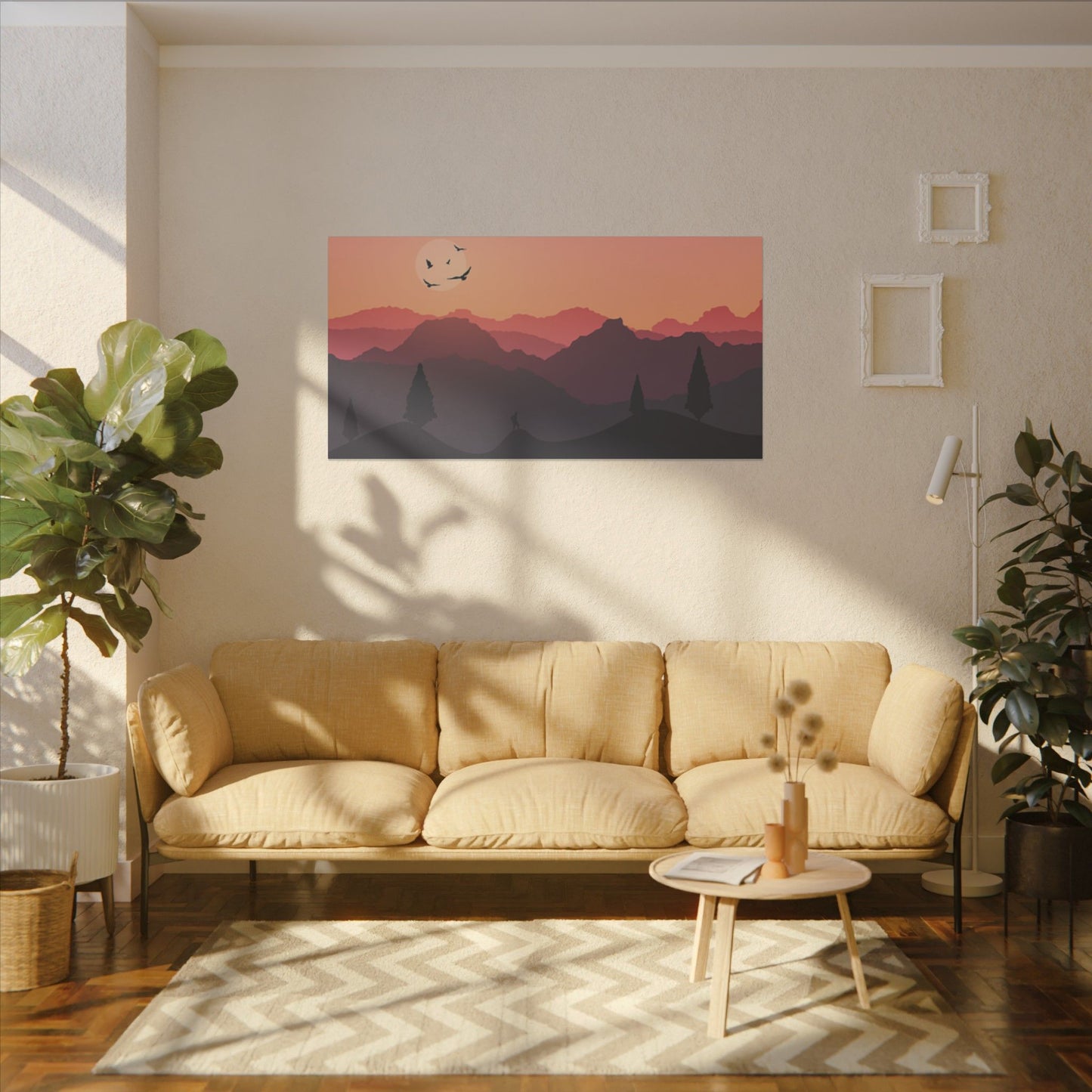 Serene Sunset Print Canvas - Mountain Landscape Wall Art
