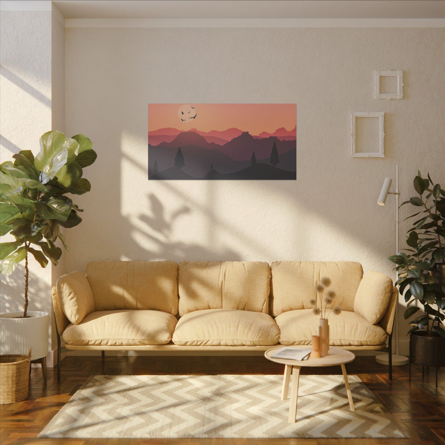 Serene Sunset Print Canvas - Mountain Landscape Wall Art