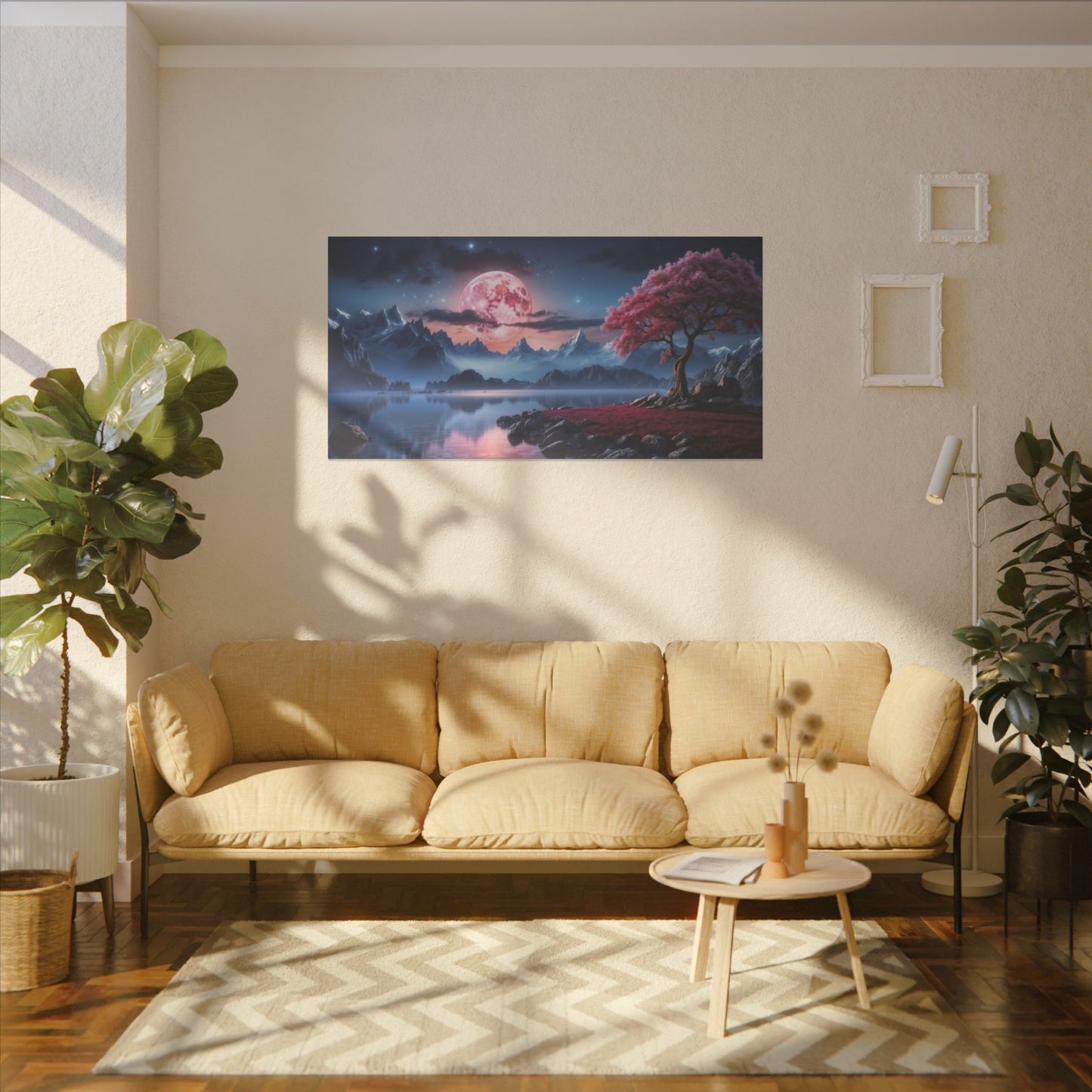 Serene Moonlit Landscape Print Canvas