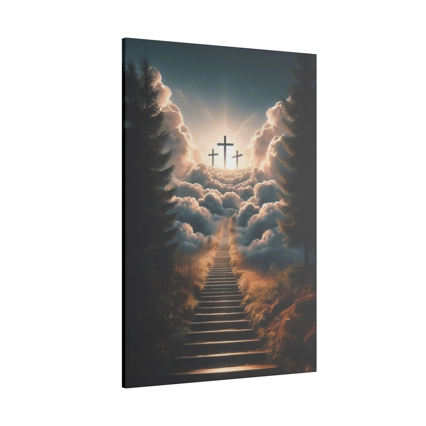 Stairway to Heaven with Crosses Inspirational Print Canvas