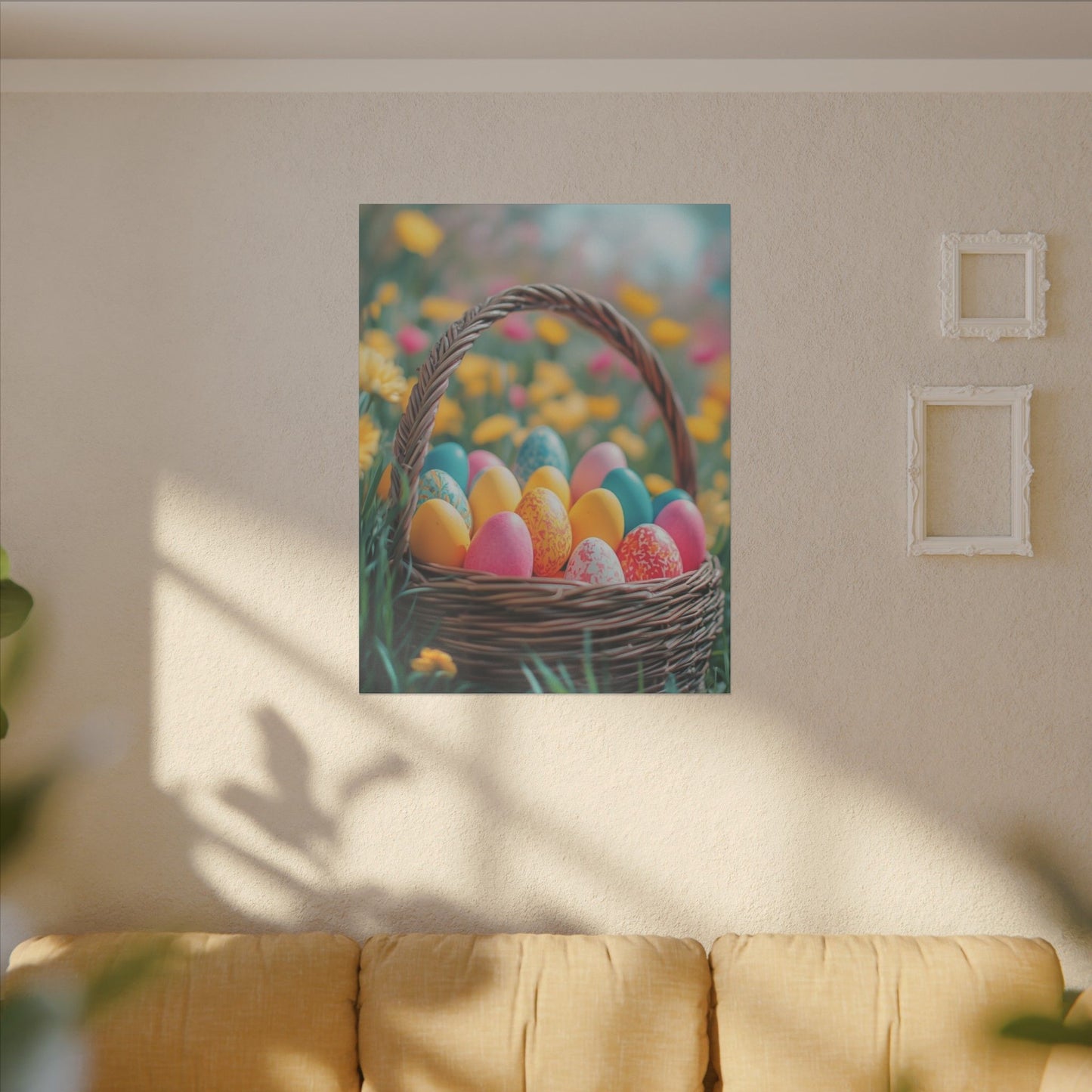 Springtime Easter Print Canvas - Colorful Eggs Wall Art