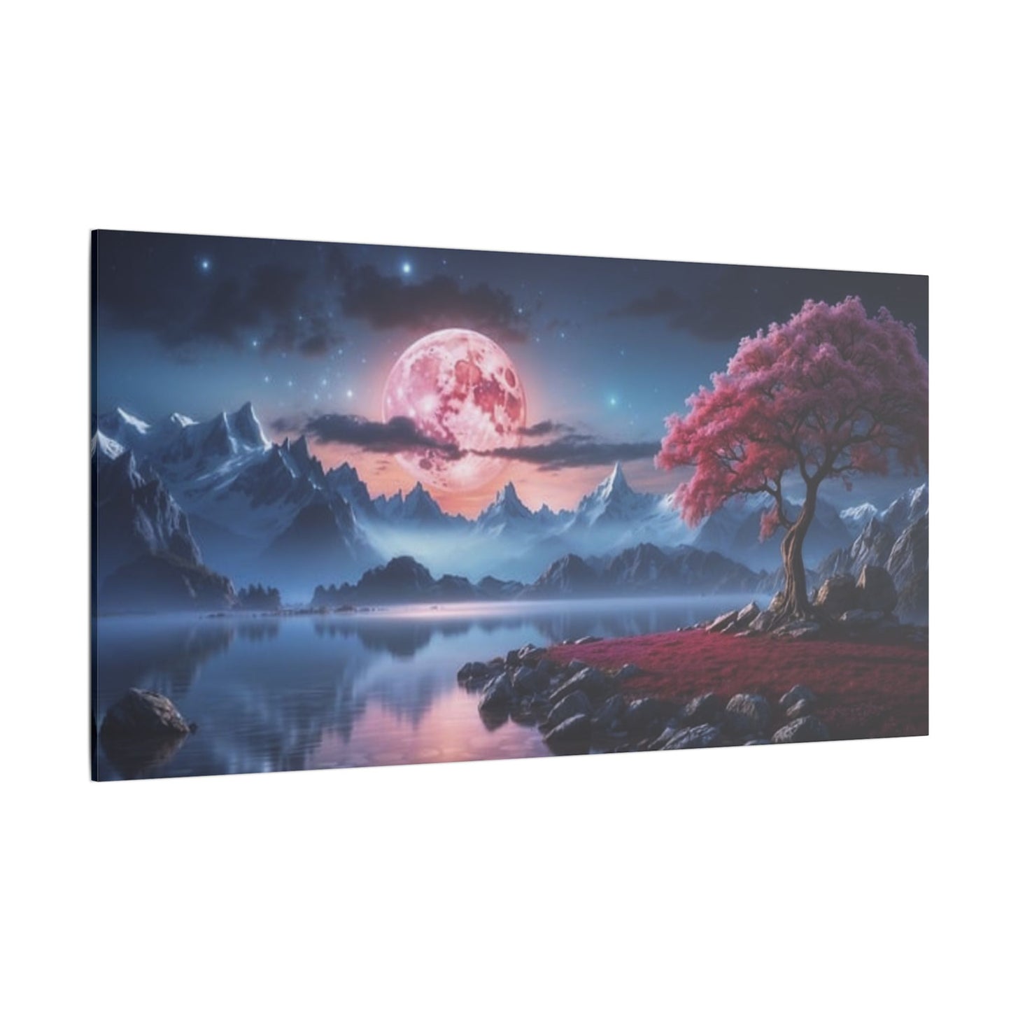 Serene Moonlit Landscape Print Canvas