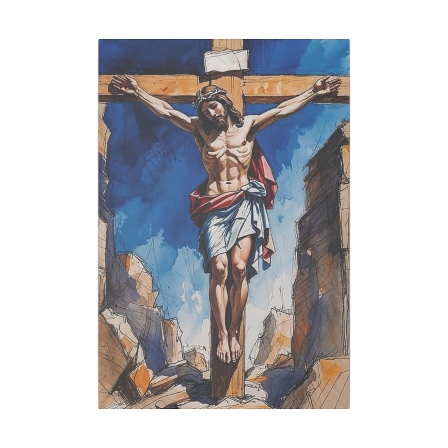 Christ on the Cross Art Inspirational Print Canvas
