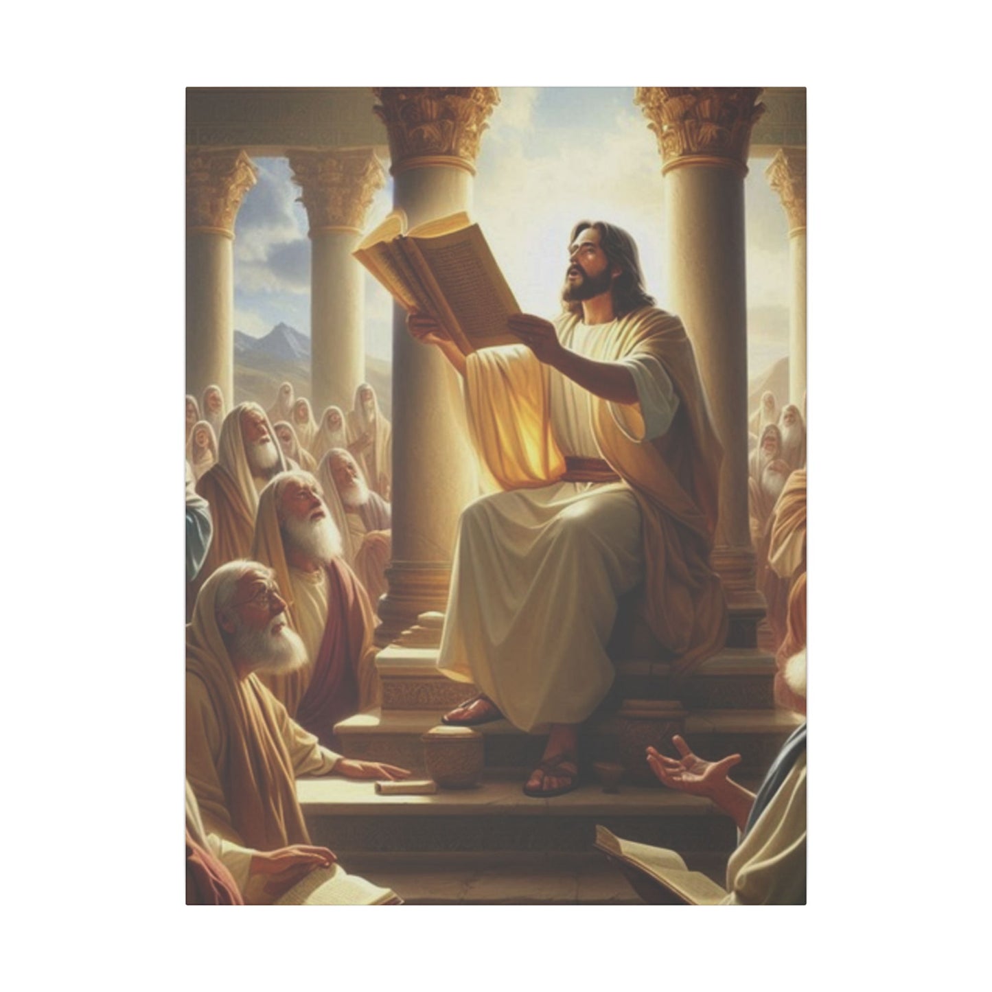 Biblical Teaching Scene Inspirational Print Canvas