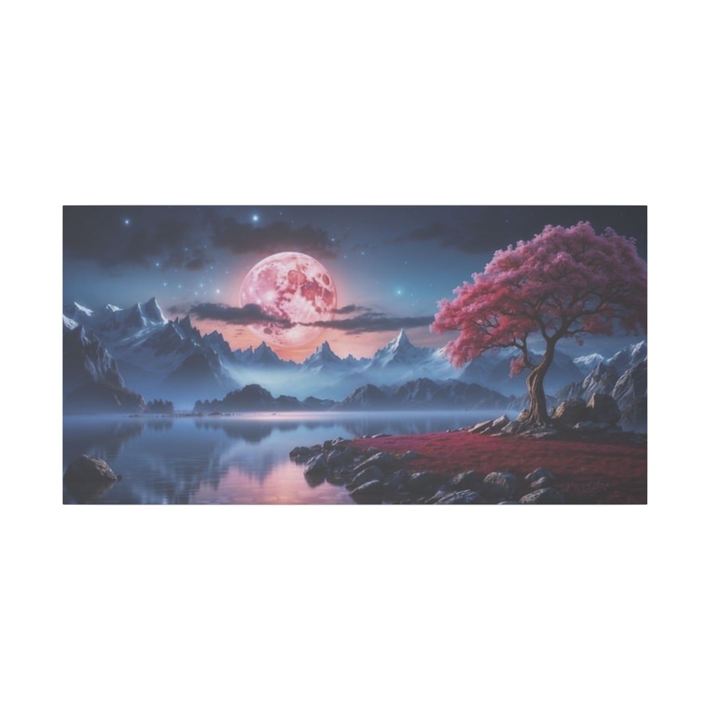 Serene Moonlit Landscape Print Canvas