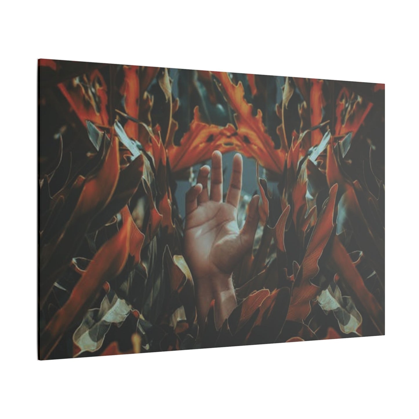 Hand Amidst Leaves Wall Art