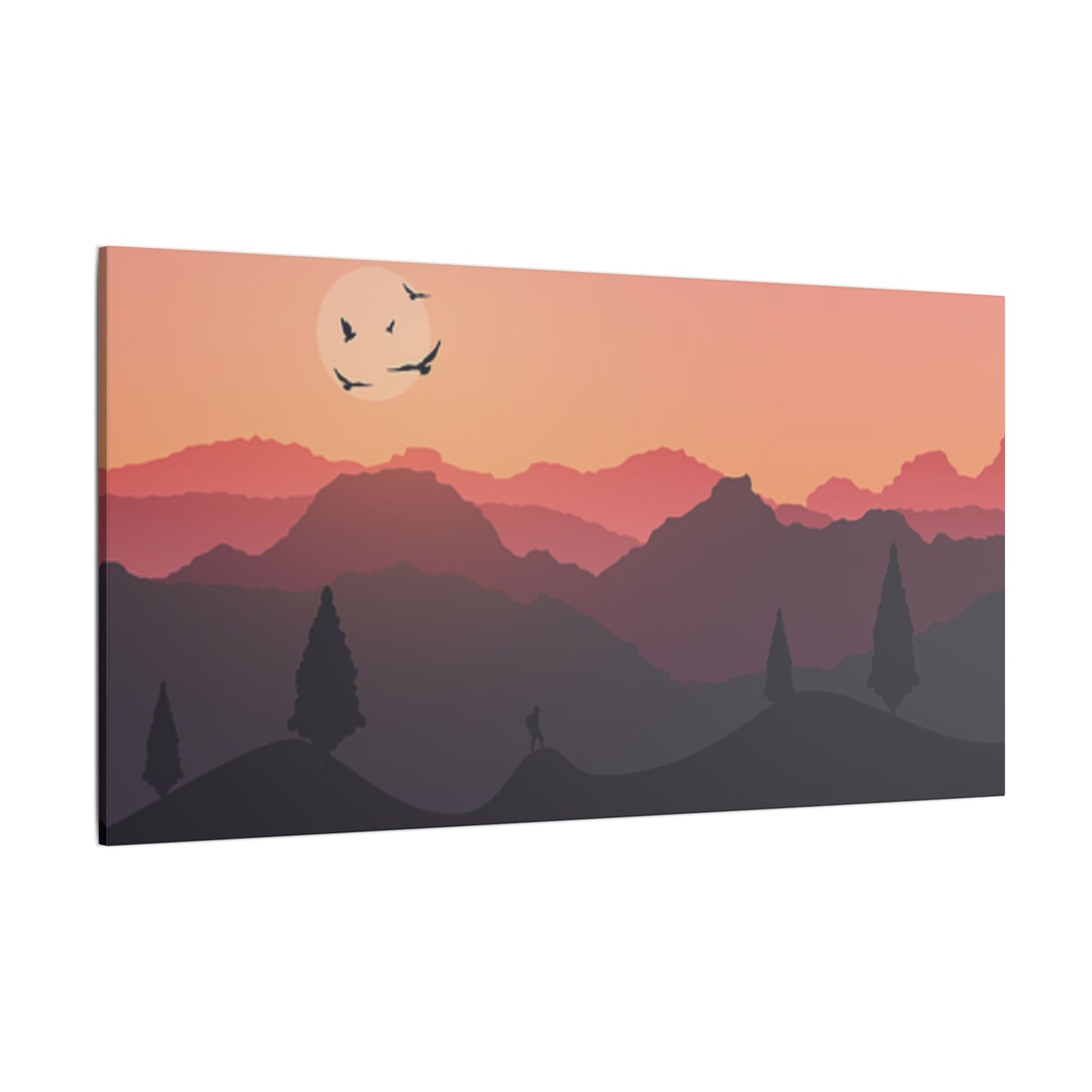 Serene Sunset Print Canvas - Mountain Landscape Wall Art