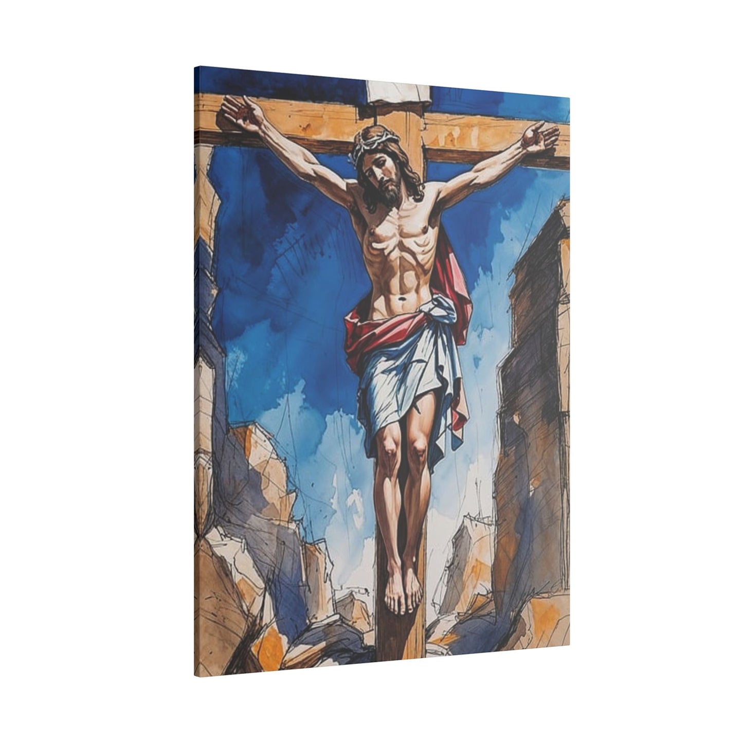 Christ on the Cross Art Inspirational Print Canvas