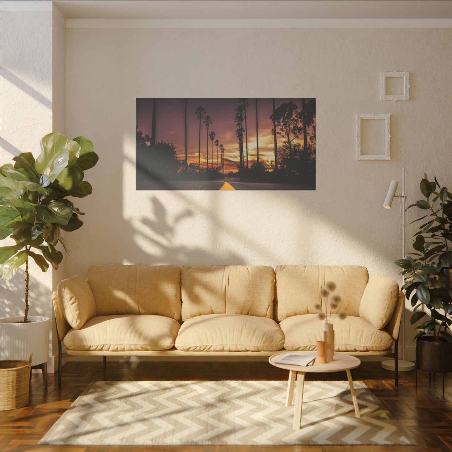 Serene Sunset Canvas Print - Palm Tree Landscape Art for Home Décor