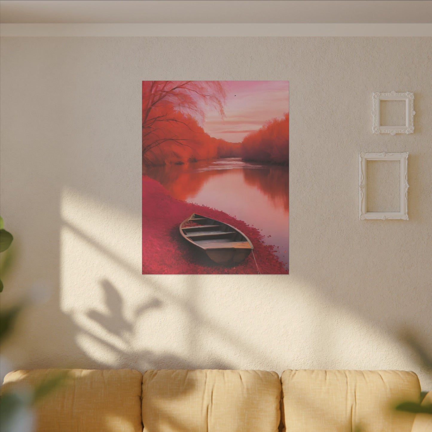 Serene Sunset Print Canvas Artwork - Tranquil River Scene