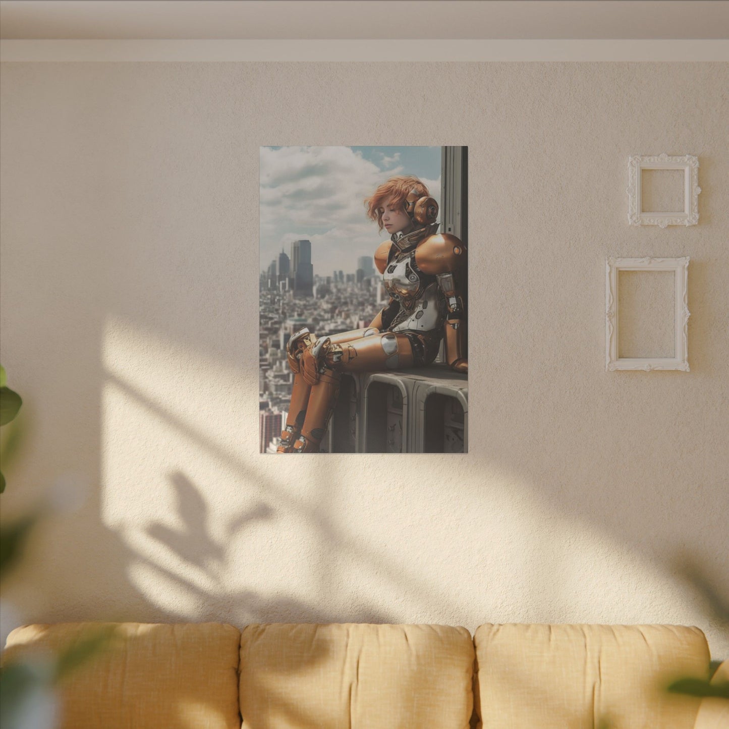 Futuristic Robot Canvas Art Print - Urban Sci-Fi