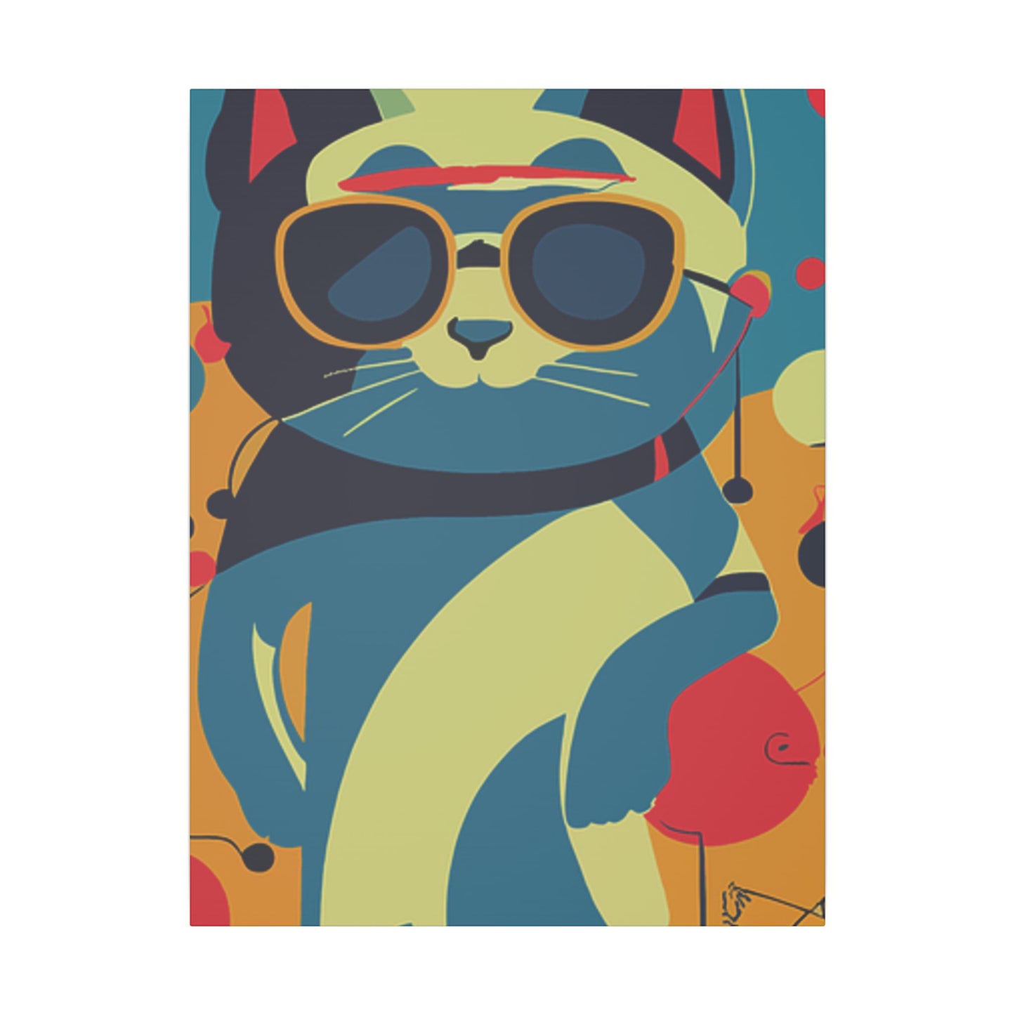 Cool Cat Print Canvas - Colorful Wall Art for Cat Lovers
