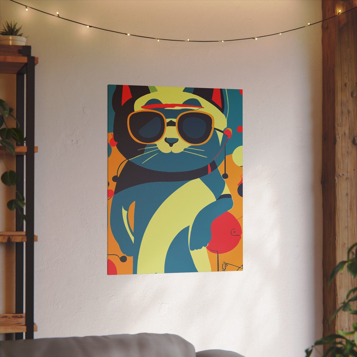 Cool Cat Print Canvas - Colorful Wall Art for Cat Lovers