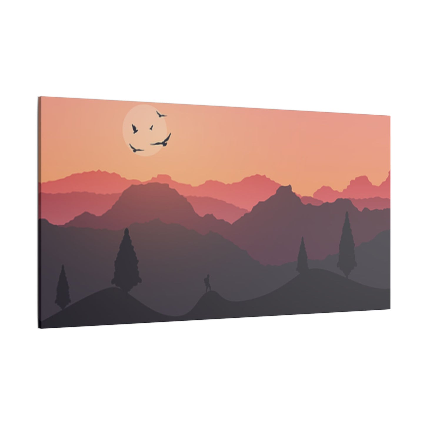 Serene Sunset Print Canvas - Mountain Landscape Wall Art