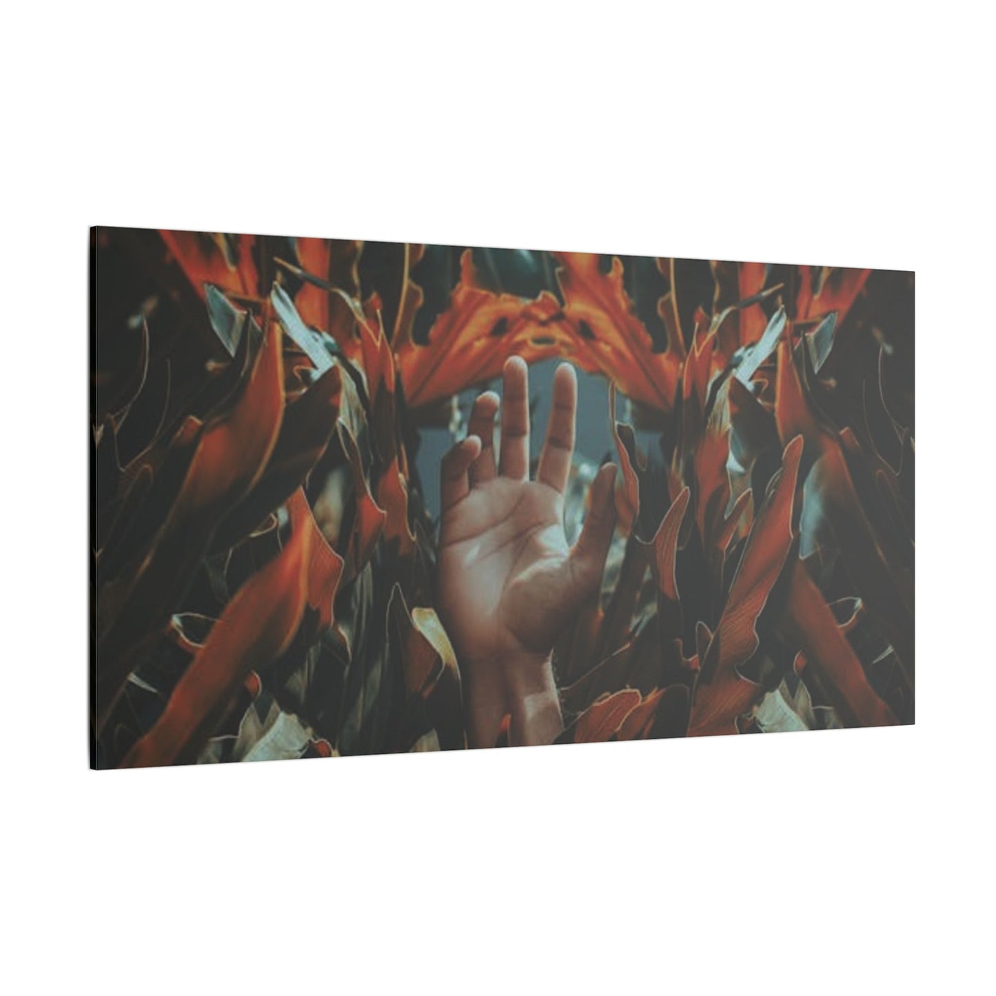 Hand Amidst Leaves Wall Art