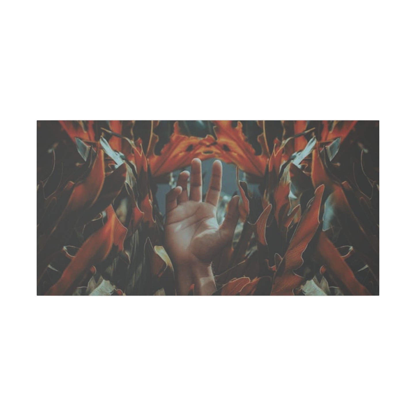 Hand Amidst Leaves Wall Art