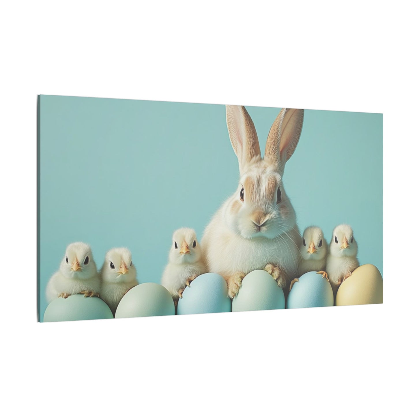 Whimsical Bunny & Chicks Print Canvas - Easter Decor
