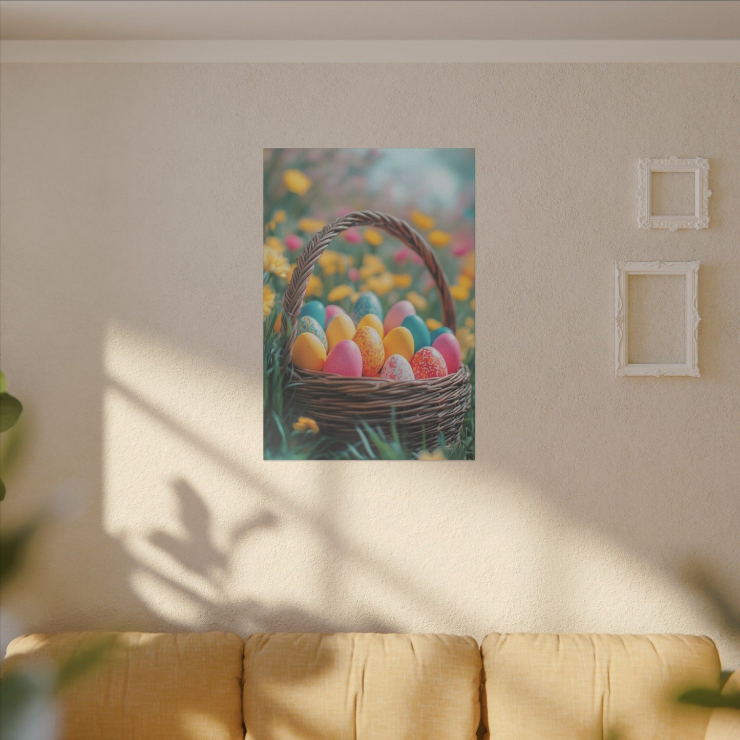 Springtime Easter Print Canvas - Colorful Eggs Wall Art