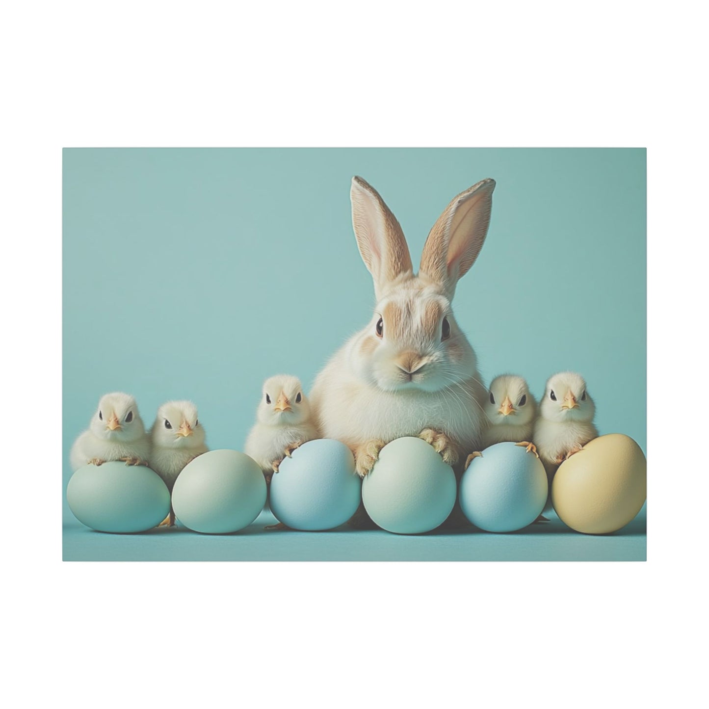 Whimsical Bunny & Chicks Print Canvas - Easter Decor
