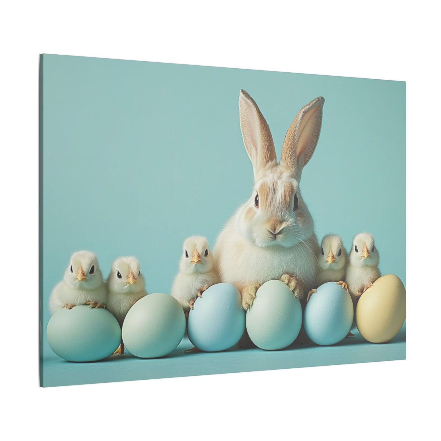 Whimsical Bunny & Chicks Print Canvas - Easter Decor