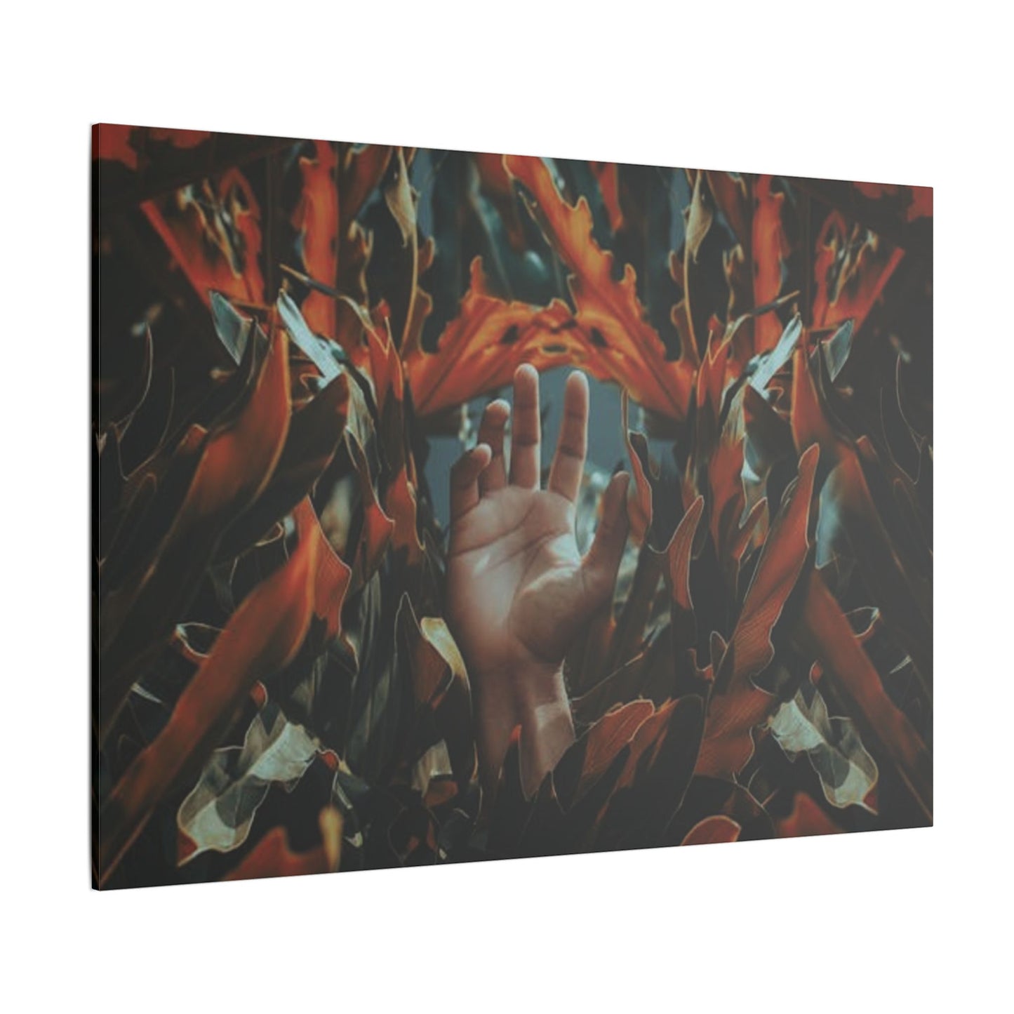 Hand Amidst Leaves Wall Art