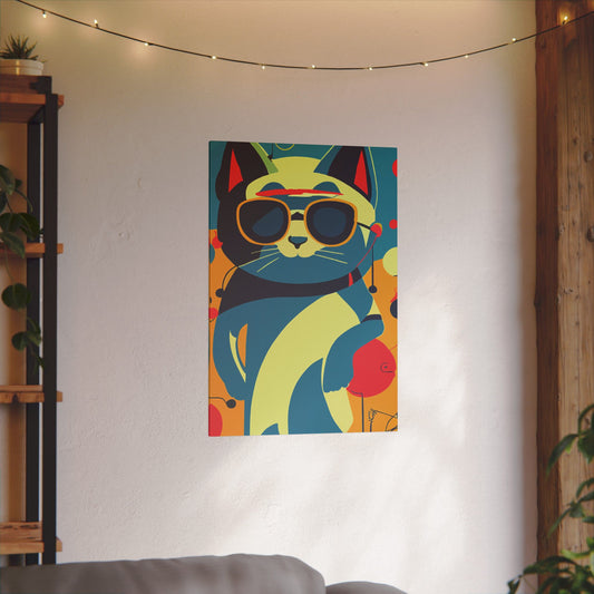 Cool Cat Print Canvas - Colorful Wall Art for Cat Lovers