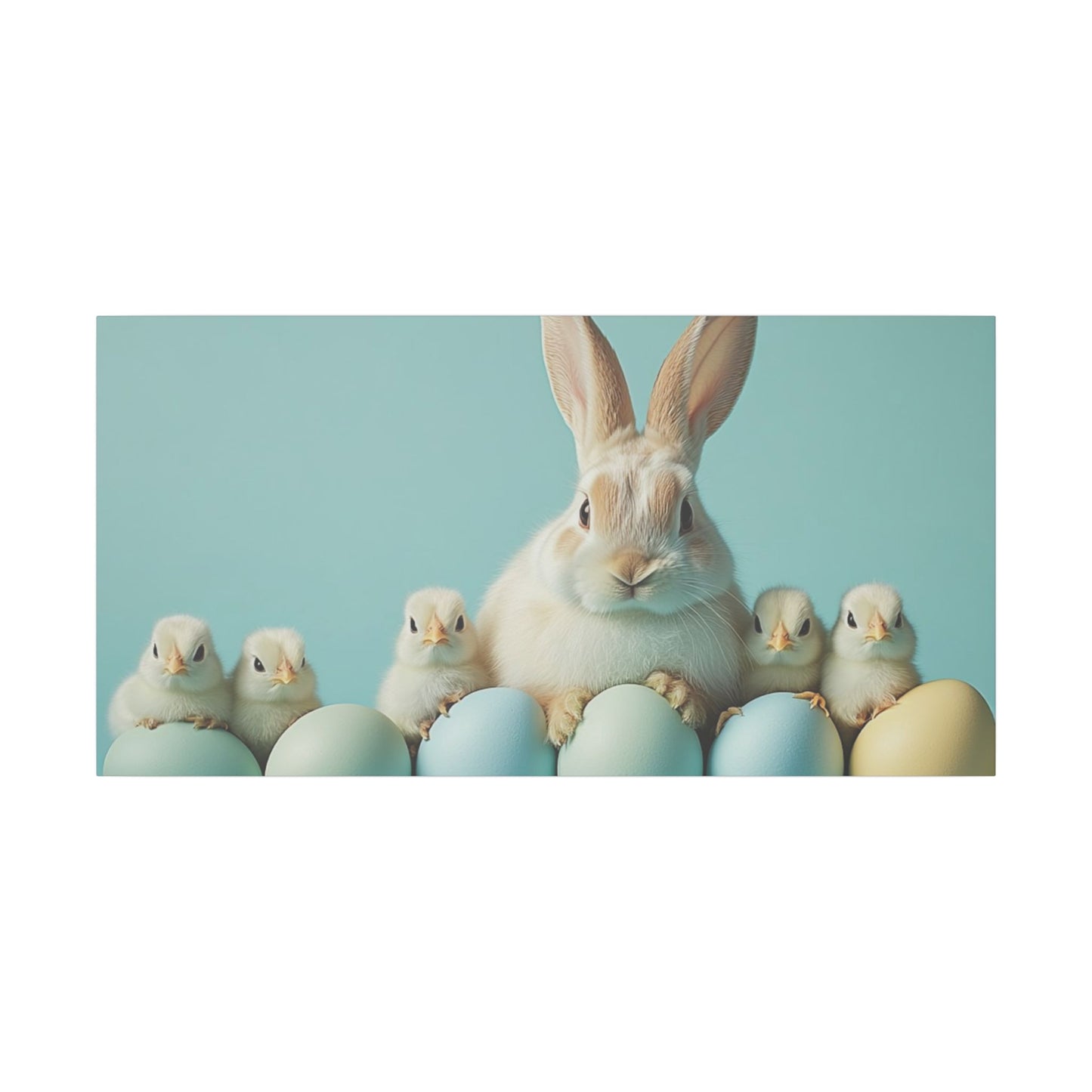 Whimsical Bunny & Chicks Print Canvas - Easter Decor
